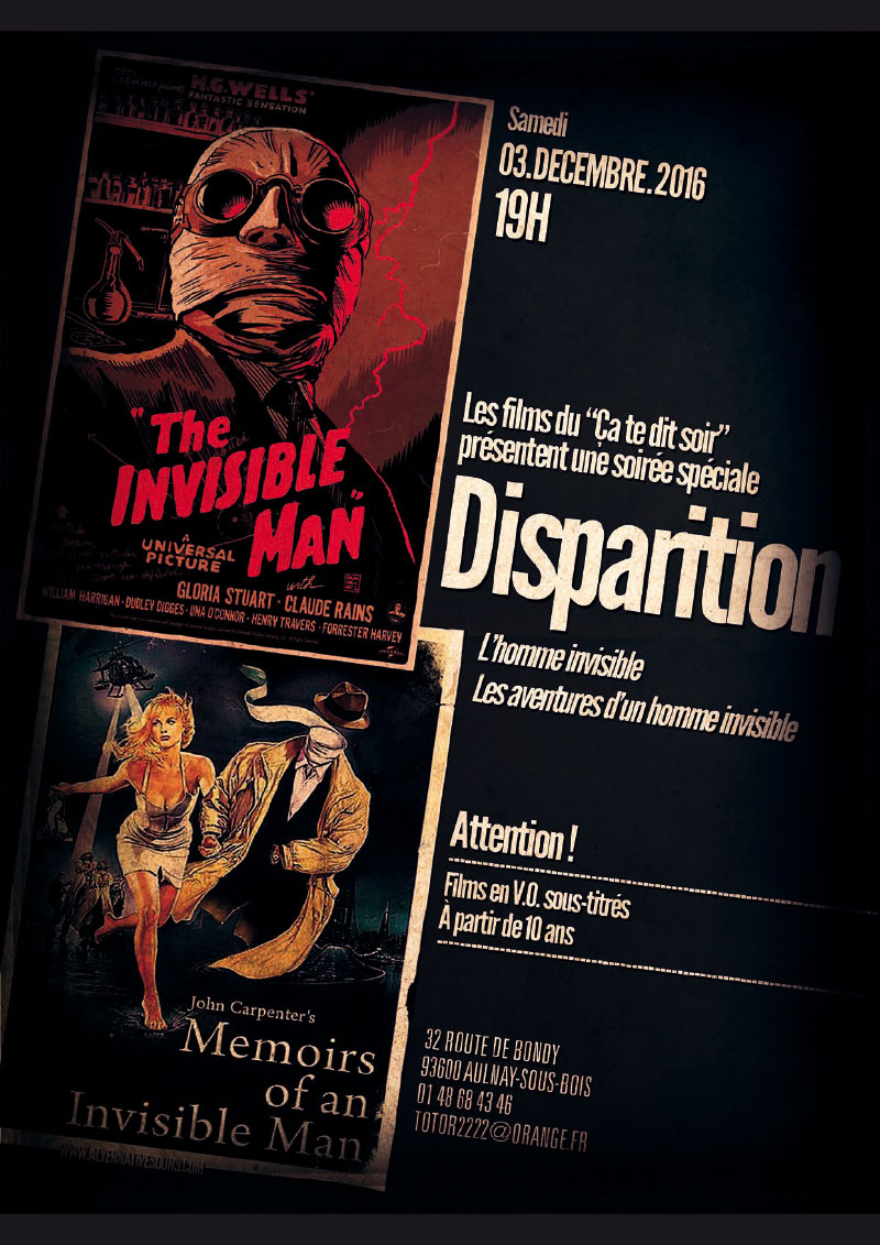 Infographiste Indépendant, création d'affiches de films, spécial homme invisible