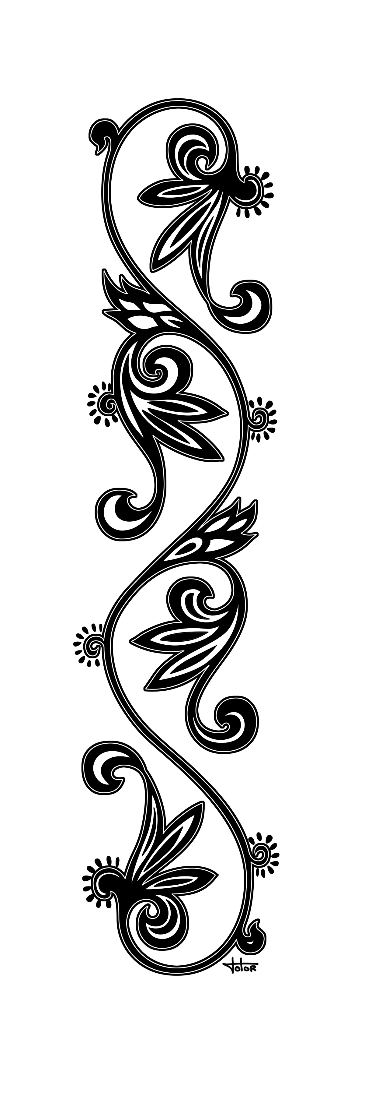 Infographiste indépendant, création d'illustrations pour tatouage avec ornementation florale