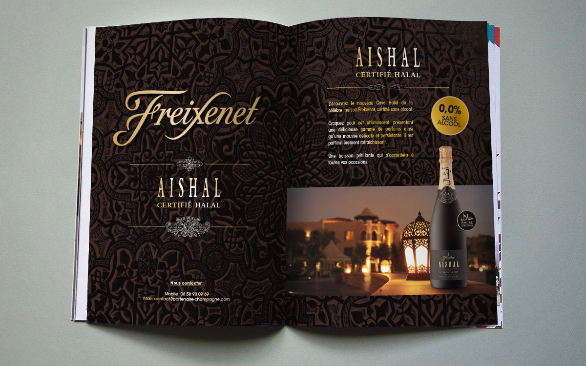 Infographiste indépendant, création et mise en page d'annonces presse pour champagne