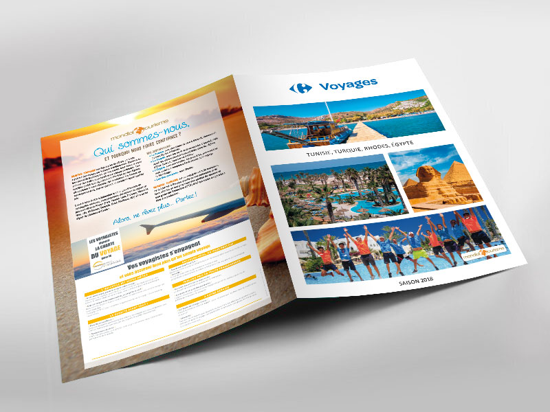 Infographiste indépendant, création et  mise en page de brochure vacances voyages tourisme