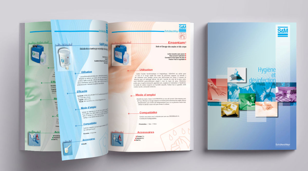 Infographiste indépendant, création et mise en page de catalogues de produits d'entretiens