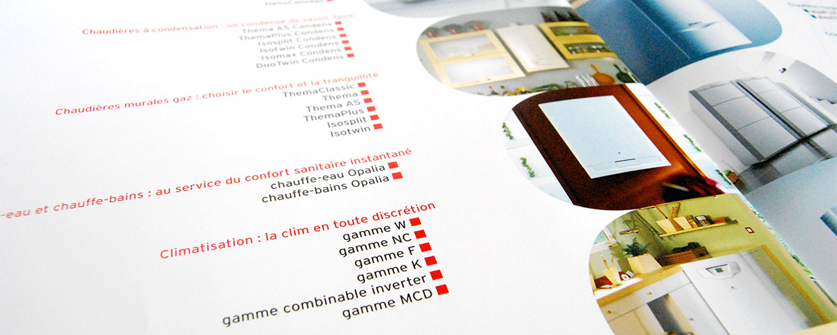 Infographiste indépendant, création et  mise en page de brochure dossier de presse chaudière